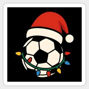 Soccer Ball Santa Hat Christmas Lights Holiday Sports Graphic Sticker